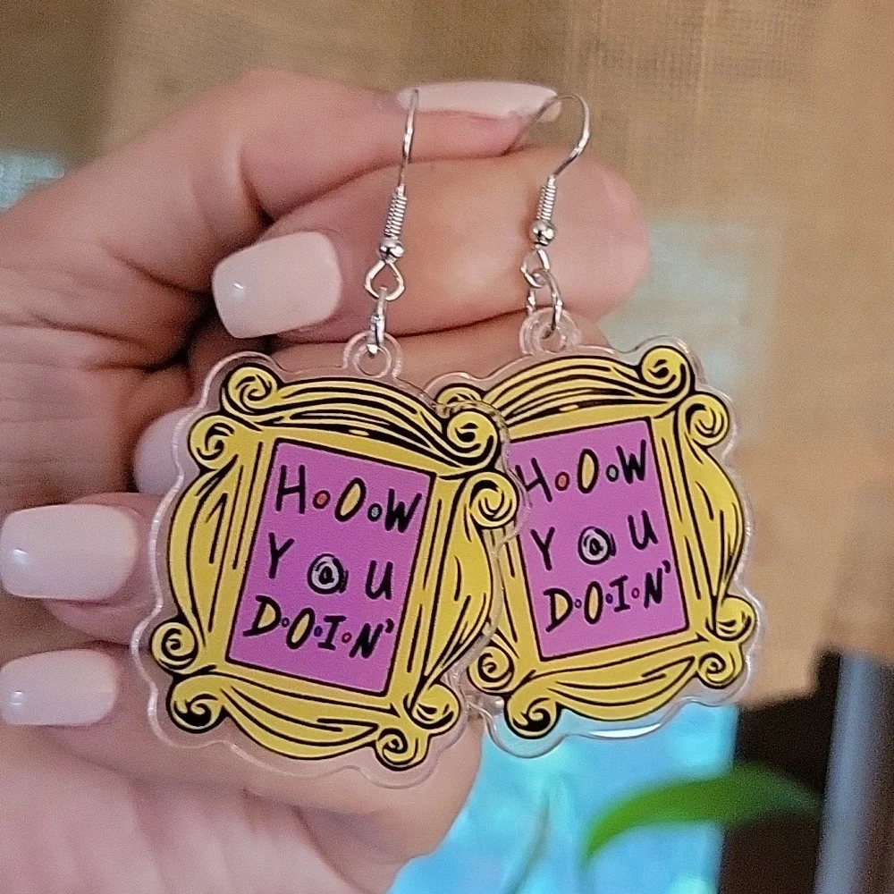 Friends Picture Frame Drop Earrings - Picture 5 of 6
